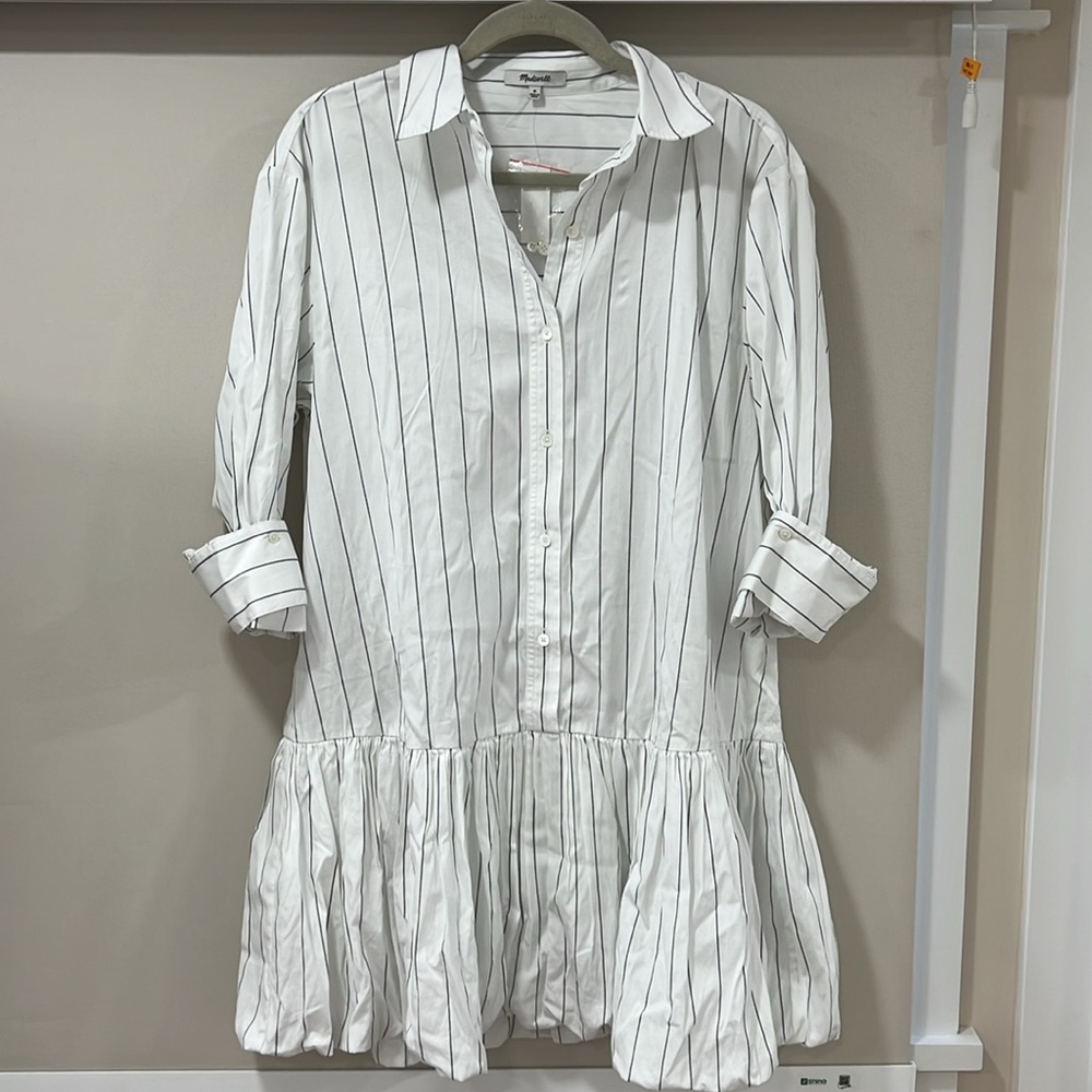 Madewell Mini Pinstripe Poplin Shirtdress size medium
